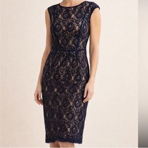 NWT French Connection Navy Lace Midi Dress Sz: 6